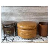 Fan, ottoman and trash can