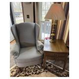 Chair, lamp and table