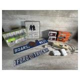 Outside lights, ford sign, grill