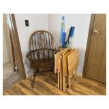 Chair, Set of 4 TV Trays, Basket Stand, and