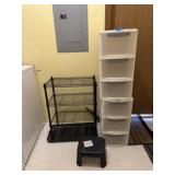 Wire Shelf and Plastic Drawer and Step Stool