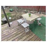 Picnic Table and Miscellaneous Flower Pot