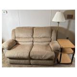 Reclining love seat, lamp and end table