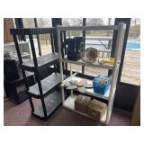 Two Plastic Shelves with Contents