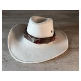 White Felt With Brown Leather Band