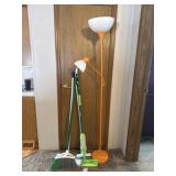 Floor Lamp, Broom, Mop