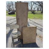 Kitchen Step Stool, Metal Cabinet And Table