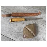 Hand ground stainless knife and stone