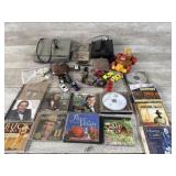 DVD players cds flask and cars