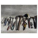 Sledgehammer, adjustable wrenches, axe