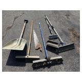 Push brooms,scoop shovel