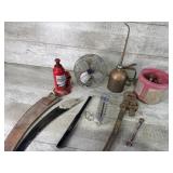Pipe wrench, oil gun, jack
