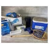 Coleman cooler, vacuum, silverware