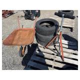 Wheel Barrow, 3 Tires, Roller Stand