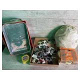 Car cover, towing strap, clamps