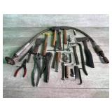 Hammers, hatchet, tools lot