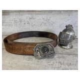 Belt buckle, vintage knights helmet music box