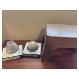 Step stool, glass shades