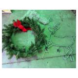 Large Christmas Wreath, Reindeer, Lights