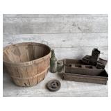 Basket and metal tray