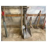 Hoe, rake, and scoop shovels