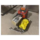 Paint sprayer, shop towels and straps