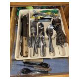 Silverware Tray with Silverware and Utensils
