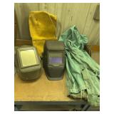 Welding helmets, leather apron, jackets