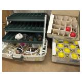 Sign bulbs, tackle box