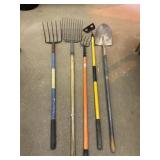 Pitchforks hoe and shovel a lot