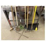 Shovels rakes, scrapers mall, four-way lug wrench