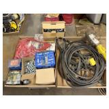 (2) Flats of bungee straps, bolts, Shop light