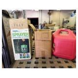 5 gallon Gas Can, 11/2 gallon Sprayer, Bolts