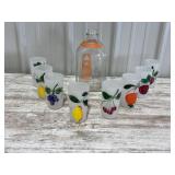 Frosted Hand Painted Glasses And Milk Bottle
