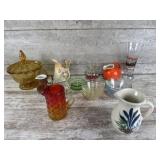Glassware Bowls, little pitchers and a glass