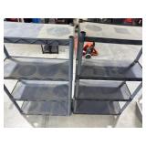 Pair of blue plastic shelves