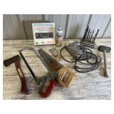 Radio, axe, saws
