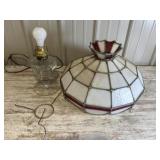 lead and stain glass shade and lamp