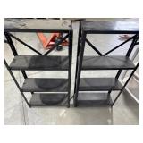 Pair of black metal shelves