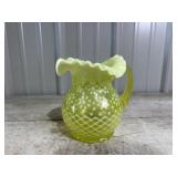 Fenton Vaseline Glass Snowflake Pitcher