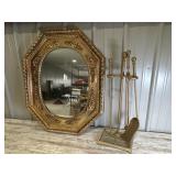 Wall mirror, fireplace set
