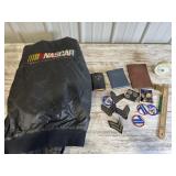 Military pins, NASCAR jacket