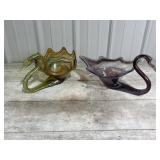 Hand Blown Glass Swan Figures