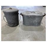 Galvanized Metal Wash Boiler and Trash Can