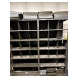 2 metal shelf units with extra shelves