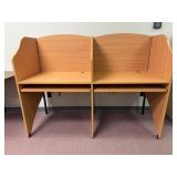 Double Light Wood  Laminate Study Carrel Unit.