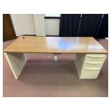 3 Drawer Desk Metal with Wood Grain Top