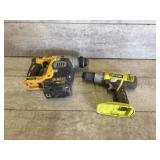 Dewalt and Ryobi power drills