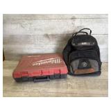 Empty Milwaukee case and Klein tools bag