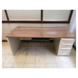 3 Drawer Metal Office Desk with Wood Grain Top